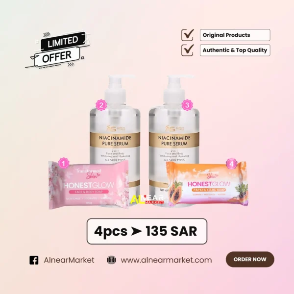 Honest Glow x Niacinamide Glow-Up Bundle – 4pcs